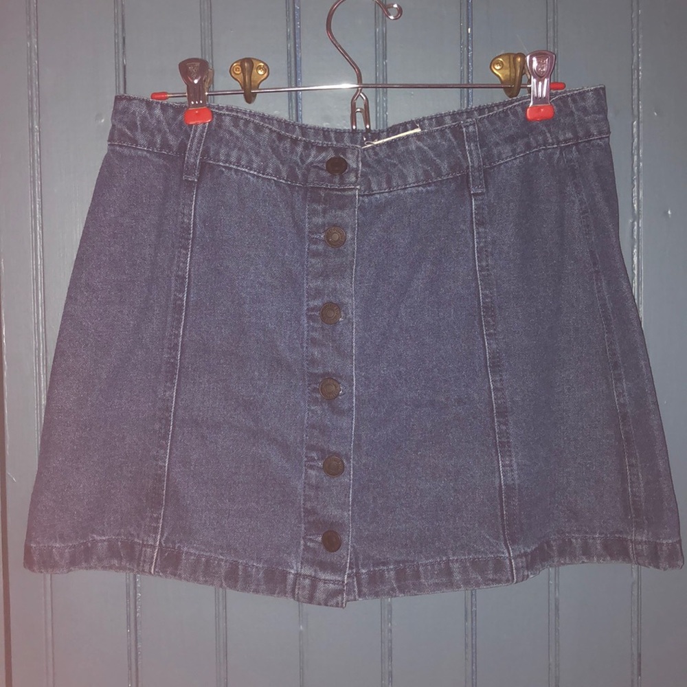 Navy denim mini skirt